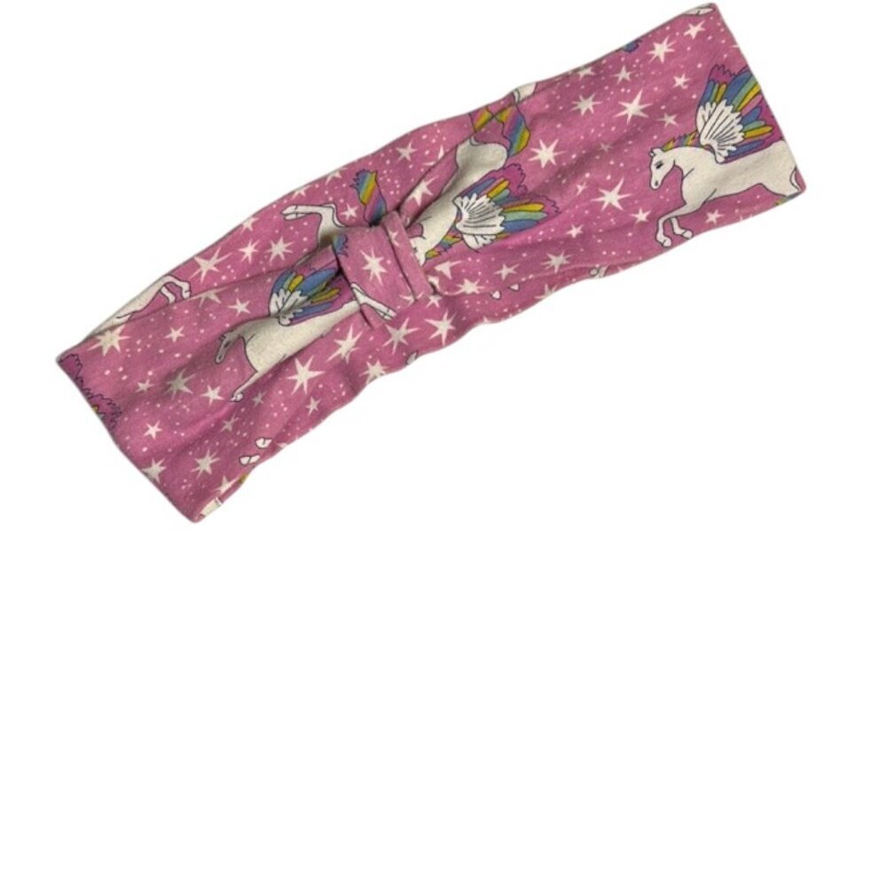 Pink Unicorn‎ Star Print Knotted Headband Wide Stretchy Hair Band Rainbow Wings